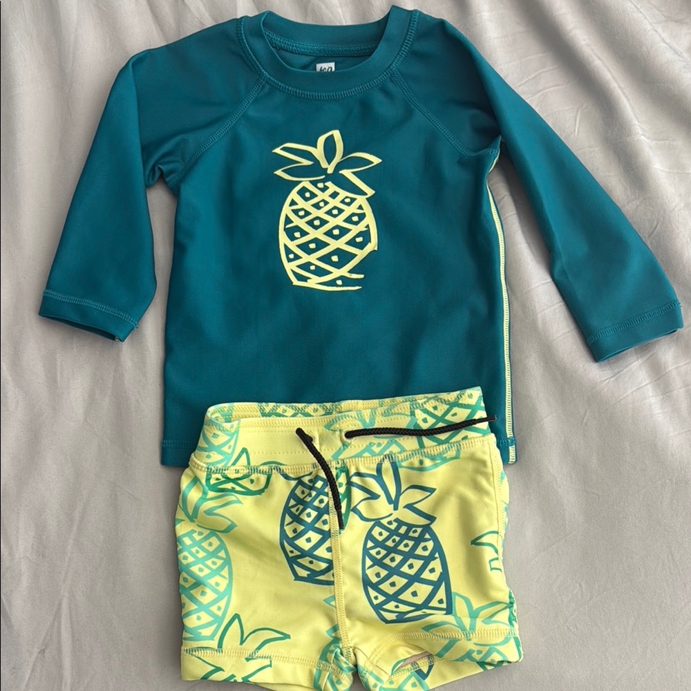 Tea collection toddler Pineapple Swim Set - Teal and Yellow